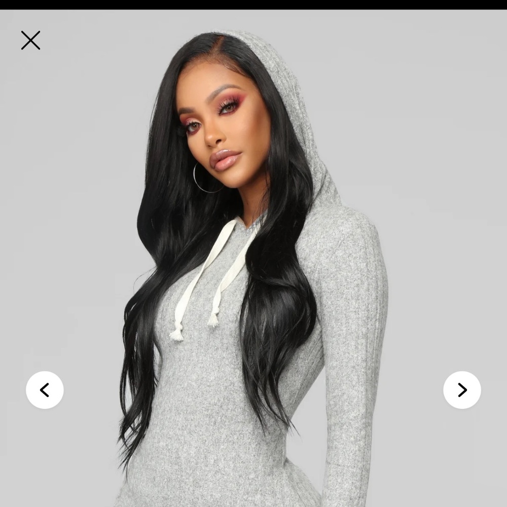 Medium hooded dress for winter sexy warm